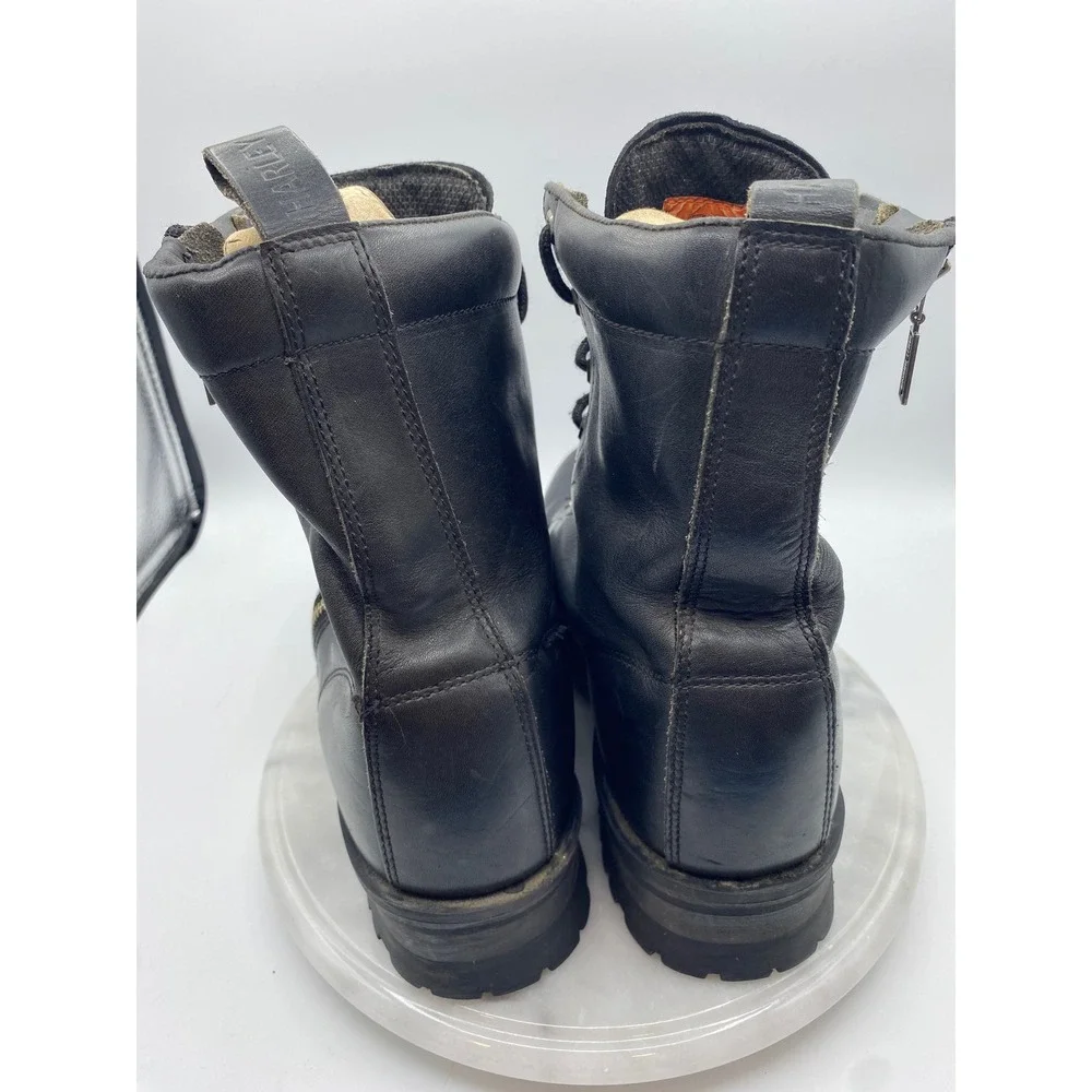 Harley Davidson Mens 13 Motorcycle Boots Black Leather Side Zip Lug Sole 91028